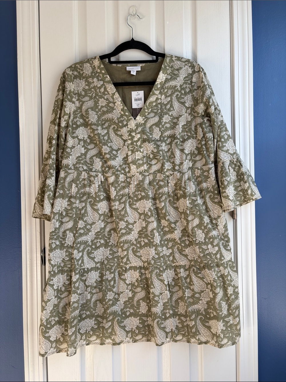J. Jill Pure Jill Elements Paisley Floral Block Print Babydoll Dress MP